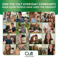 Cult Everyday community collage of customers holding their Cordyceps Energy Gummies bottles